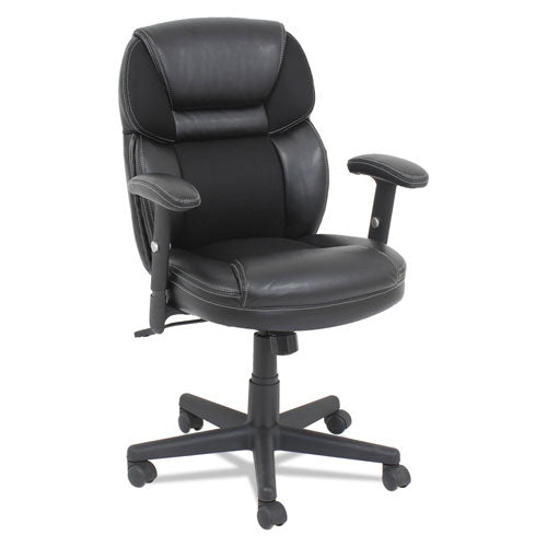 OIF Leather-mesh Mid-back Chair, Supports Up To 250 Lb, 18.39" To 22.05" Seat Height, Black freeshipping - TVN Wholesale