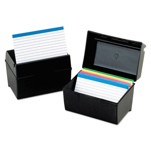 Oxford™ Plastic Index Card File, Holds 500 5 X 8 Cards, 8.63 X 6.38 X 6, Black freeshipping - TVN Wholesale