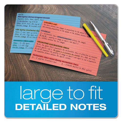 Oxford™ Ruled Index Cards, 5 X 8, Blue-violet-canary-green-cherry, 100-pack freeshipping - TVN Wholesale