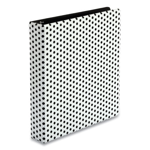 Oxford™ Punch Pop Fashion Binder, 3 Rings, 1.5" Capacity, 11 X 8.5, White-black Polka Dot Design freeshipping - TVN Wholesale