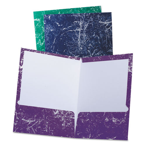 Oxford™ Marble High Gloss Portfolio, 11 X 8.5, Marble, Charcoal-green-navy-purple, 25-box freeshipping - TVN Wholesale