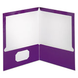 Oxford™ Two-pocket Laminated Folder, 100-sheet Capacity, 11 X 8.5, Metallic Purple, 25-box freeshipping - TVN Wholesale