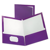 Oxford™ Two-pocket Laminated Folder, 100-sheet Capacity, 11 X 8.5, Metallic Purple, 25-box freeshipping - TVN Wholesale