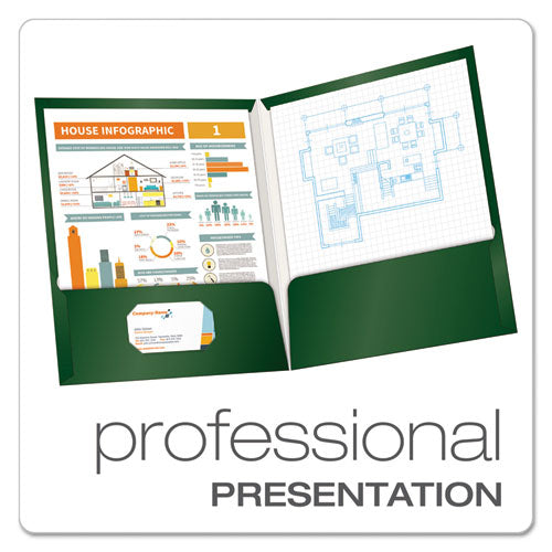 Oxford™ High Gloss Laminated Paperboard Folder, 100-sheet Capacity, 11 X 8.5, Green, 25-box freeshipping - TVN Wholesale