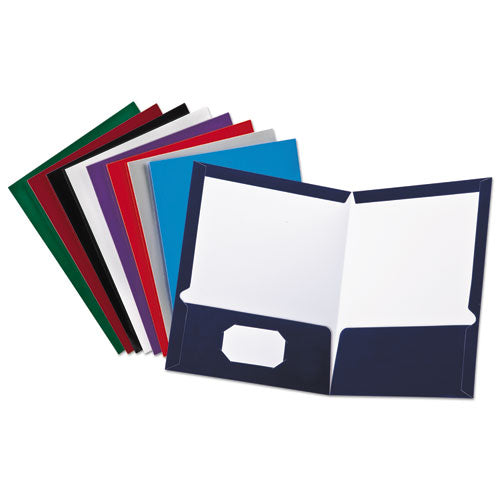 Oxford™ High Gloss Laminated Paperboard Folder, 100-sheet Capacity, 11 X 8.5, Navy, 25-box freeshipping - TVN Wholesale