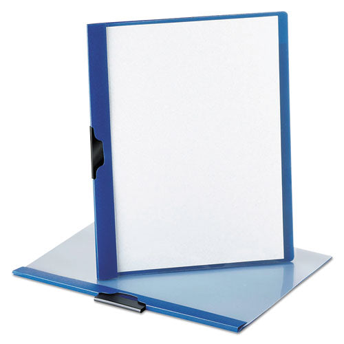Oxford™ Ready Clip No-punch Report Cover, Clip Fastener, 8.5 X 11, Clear-dark Blue freeshipping - TVN Wholesale