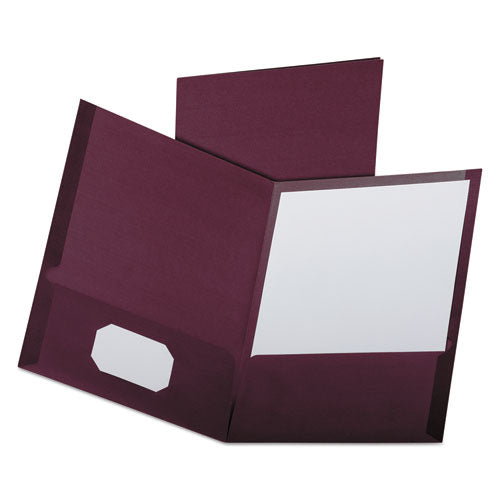 Oxford™ Linen Finish Twin Pocket Folders, 100-sheet Capacity, 11 X 8.5, Burgundy, 25-box freeshipping - TVN Wholesale