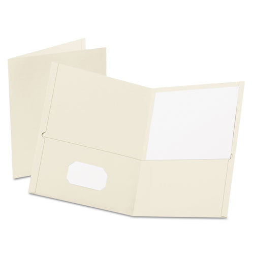 Oxford™ Twin-pocket Folder, Embossed Leather Grain Paper, 0.5" Capacity, 11 X 8.5, White, 25-box freeshipping - TVN Wholesale