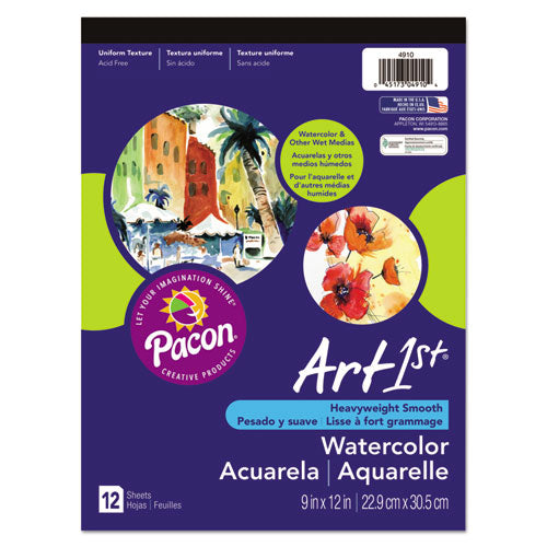 Pacon® Artist Watercolor Paper Pad, Unruled, Yellow Cover, 12 White 9 X 12 Sheets freeshipping - TVN Wholesale