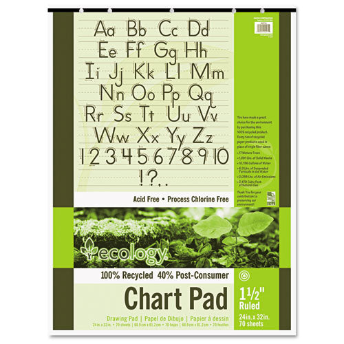 Pacon® Ecology Recycled Chart Pads, Presentation Format (1 1-2" Rule), 70 White 24 X 32 Sheets freeshipping - TVN Wholesale