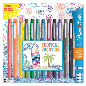 Paper Mate® Point Guard Flair Felt Tip Porous Point Pen, Stick, Medium 0.7 Mm, Assorted Tropical Vacation Ink And Barrel Colors, Dozen freeshipping - TVN Wholesale