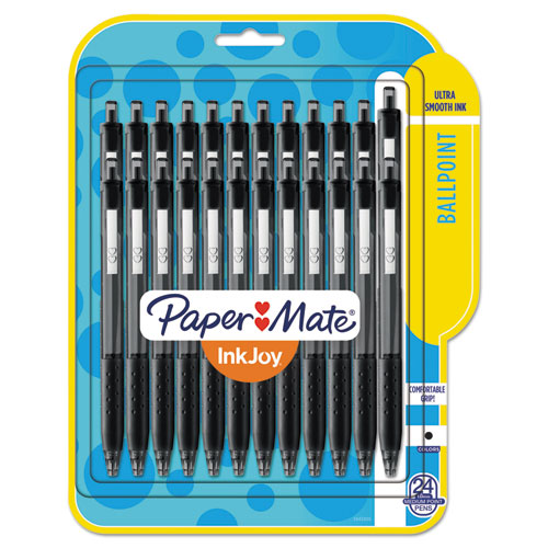 Paper Mate® Inkjoy 300 Rt Ballpoint Pen, Refillable, Retractable, Medium 1 Mm, Black Ink, Black Barrel, 24-pack freeshipping - TVN Wholesale