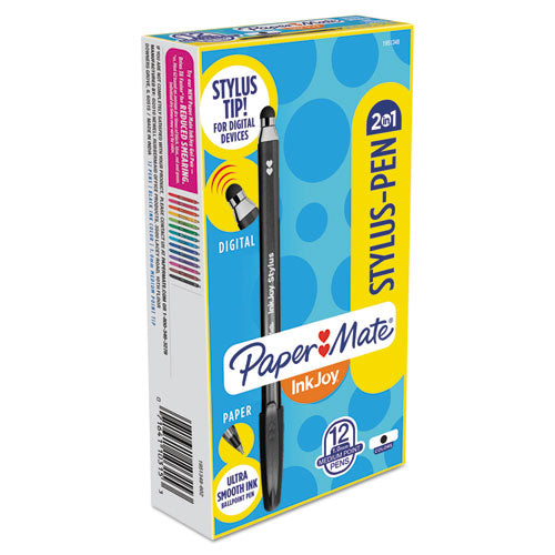 Paper Mate® Inkjoy 100 Ballpoint Pen-stylus, Stick, Medium 1 Mm, Black Ink, Black Barrel, Dozen freeshipping - TVN Wholesale