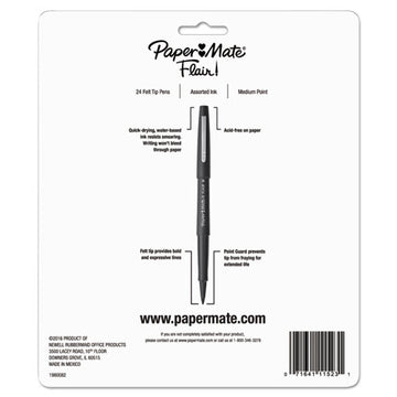Paper Mate® Point Guard Flair Felt Tip Porous Point Pen, Stick, Medium 0.7 Mm, Assorted Tropical Vacation Ink And Barrel Colors, 24-pack freeshipping - TVN Wholesale