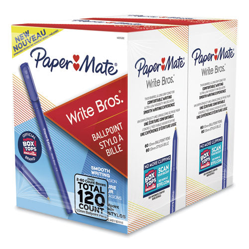 Paper Mate® Write Bros. Ballpoint Pen Value Pack, Stick, Medium 1 Mm, Blue Ink, Blue Barrel, 120-pack freeshipping - TVN Wholesale