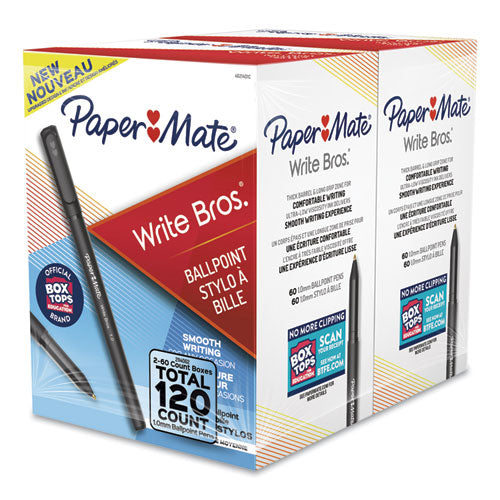 Paper Mate® Write Bros. Ballpoint Pen Value Pack, Stick, Medium 1 Mm, Black Ink, Black Barrel, 120-pack freeshipping - TVN Wholesale