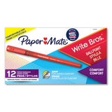 Paper Mate® Write Bros. Grip Ballpoint Pen, Stick, Medium 1 Mm, Red Ink, Red Barrel, Dozen freeshipping - TVN Wholesale