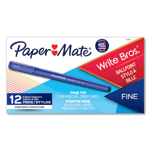 Paper Mate® Write Bros. Ballpoint Pen, Stick, Fine 0.8 Mm, Blue Ink, Blue Barrel, Dozen freeshipping - TVN Wholesale
