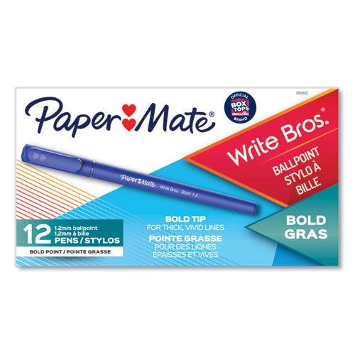 Paper Mate® Write Bros. Ballpoint Pen, Stick, Bold 1.2 Mm, Blue Ink, Blue Barrel, Dozen freeshipping - TVN Wholesale