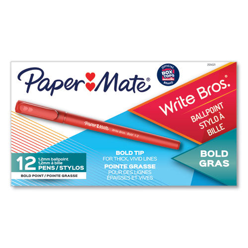 Paper Mate® Write Bros. Ballpoint Pen, Stick, Bold 1.2 Mm, Red Ink, Red Barrel, Dozen freeshipping - TVN Wholesale