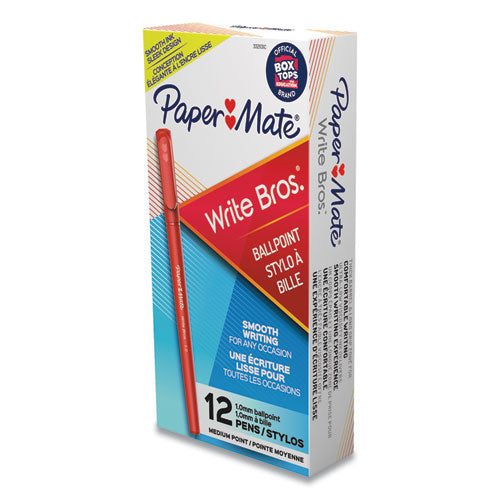 Paper Mate® Write Bros. Ballpoint Pen, Stick, Medium 1 Mm, Red Ink, Red Barrel, Dozen freeshipping - TVN Wholesale