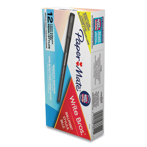 Paper Mate® Write Bros. Ballpoint Pen, Stick, Medium 1 Mm, Black Ink, Black Barrel, Dozen freeshipping - TVN Wholesale