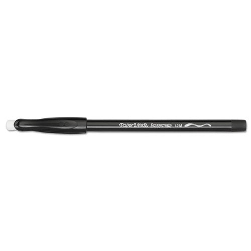 Paper Mate® Eraser Mate Ballpoint Pen, Stick, Medium 1 Mm, Black Ink, Black Barrel, Dozen freeshipping - TVN Wholesale