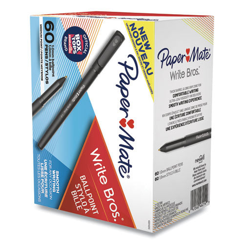 Paper Mate® Write Bros. Ballpoint Pen Value Pack, Stick, Medium 1 Mm, Black Ink, Black Barrel, 60-pack freeshipping - TVN Wholesale