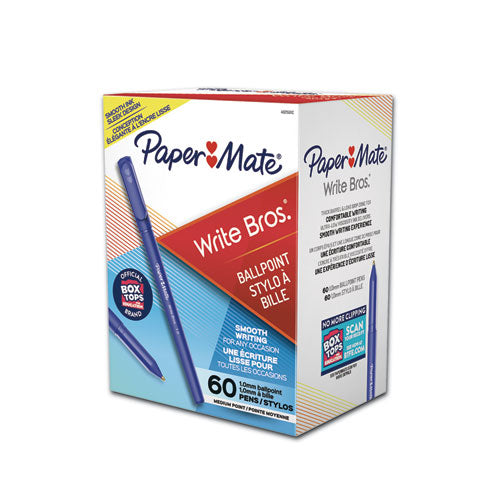 Paper Mate® Write Bros. Ballpoint Pen Value Pack, Stick, Medium 1 Mm, Blue Ink, Blue Barrel, 60-pack freeshipping - TVN Wholesale