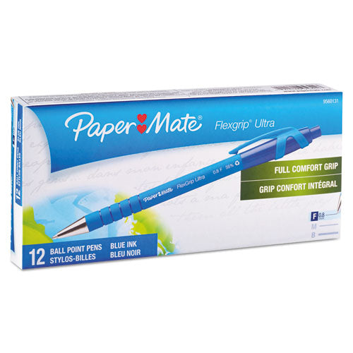 Paper Mate® Flexgrip Ultra Ballpoint Pen, Retractable, Fine 0.8 Mm, Blue Ink, Black-blue Barrel, Dozen freeshipping - TVN Wholesale