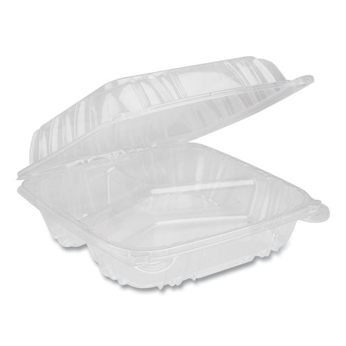 Pactiv Evergreen Sensation Smartlock Clear Hinged Lid Containers, 3-compartment, 8.24 X 8.34 X 3.05, Clear, 200-carton freeshipping - TVN Wholesale
