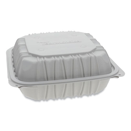 Pactiv Evergreen Vented Microwavable Hinged-lid Takeout Container, 3-compartment, 8.5 X 8.5 X 3.1, White, 146-carton freeshipping - TVN Wholesale