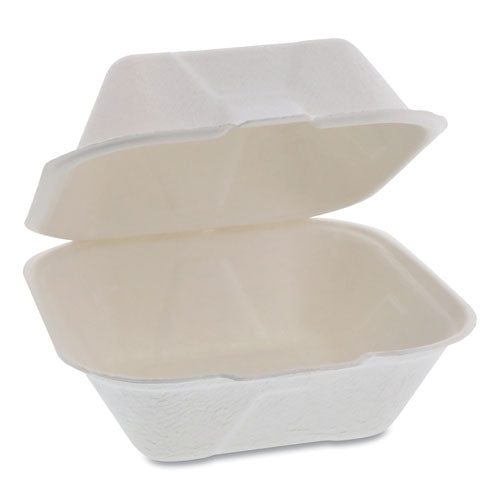 Pactiv Evergreen Earthchoice Bagasse Hinged Lid Container, Single Tab Lock, 6" Sandwich, 5.8 X 5.8 X 3.3, Natural, 500-carton freeshipping - TVN Wholesale