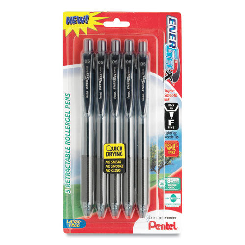 Pentel® Energel-x Gel Pen, Retractable, Medium 0.7 Mm, Black Ink, Black Barrel, 5-pack freeshipping - TVN Wholesale