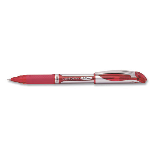 Pentel® Energel Deluxe Gel Pen, Stick, Medium 0.7 Mm, Red Ink, Silver-red Barrel, Dozen freeshipping - TVN Wholesale