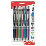 Energel Rtx Gel Pen, Retractable, Medium 0.7 Mm, Assorted Ink And Barrel Colors, 6-pack