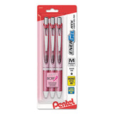 Pentel® Energel Rtx Gel Pen, Retractable, Medium 0.7 Mm, Black Ink, Pink-silver Barrel, 3-pack freeshipping - TVN Wholesale