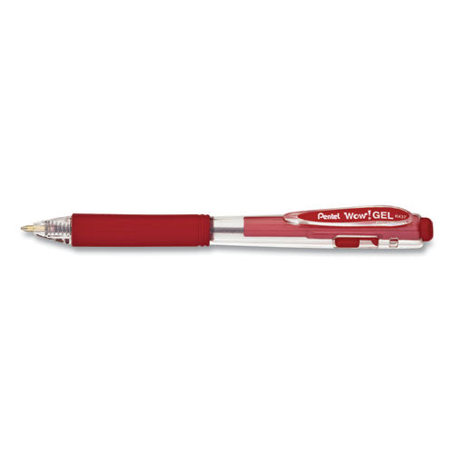Pentel® Wow! Gel Pen, Retractable, Medium 0.7 Mm, Red Ink, Clear-red Barrel, Dozen freeshipping - TVN Wholesale
