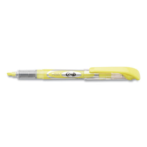 Pentel® 24-7 Highlighters, Bright Yellow Ink, Chisel Tip, Bright Yellow-silver-clear Barrel, Dozen freeshipping - TVN Wholesale