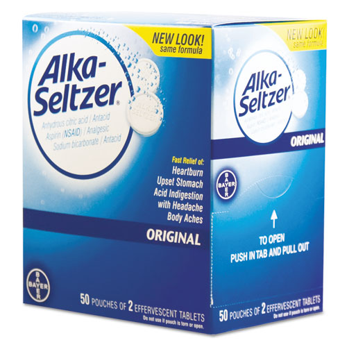 Alka-Seltzer® Antacid And Pain Relief Medicine, Two-pack, 50 Packs-box freeshipping - TVN Wholesale