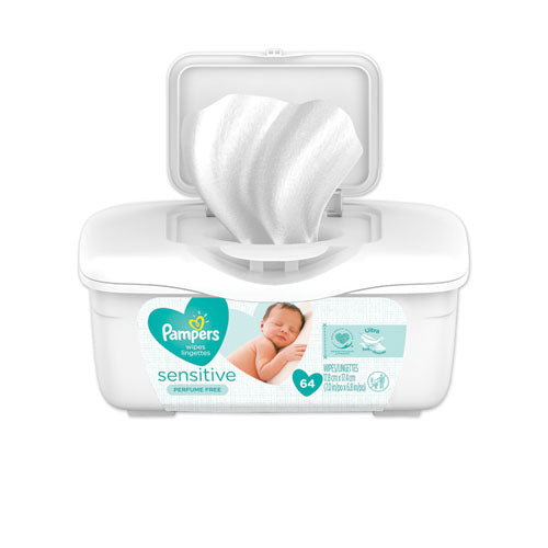 Pampers® Sensitive Baby Wipes, White, Cotton, Unscented, 64-tub freeshipping - TVN Wholesale