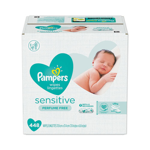 Pampers® Sensitive Baby Wipes, White, Cotton, Unscented, 64-pouch, 7 Pouches-carton freeshipping - TVN Wholesale