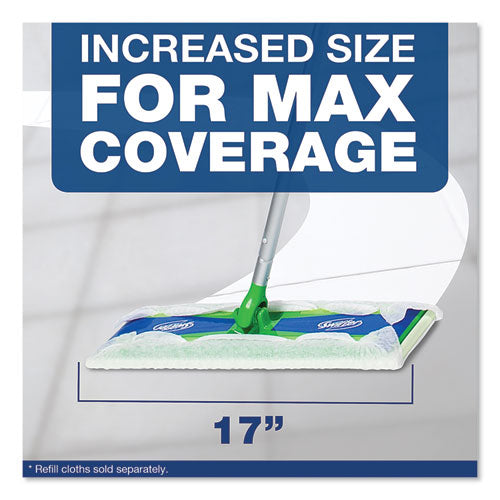 Swiffer® Sweeper Mop, 17 X 5 White Cloth Head, 46" Green-silver Aluminum-plastic Handle, 3-carton freeshipping - TVN Wholesale