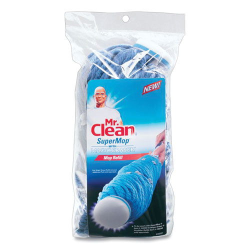 Mr. Clean® Supermop With Magic Eraser Mop Refill, Cotton, Blue freeshipping - TVN Wholesale