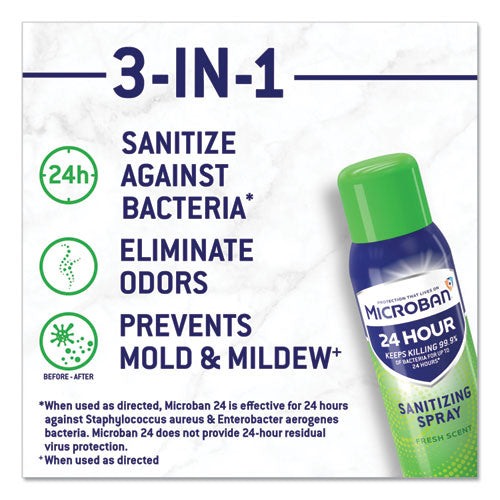 Microban® 24-hour Disinfectant Sanitizing Spray, Fresh Scent, 12.5 Oz Aerosol Spray, 6-carton freeshipping - TVN Wholesale