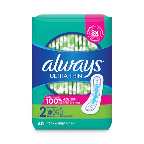 Always® Ultra Thin Pads, Super Long 10 Hour, 40-pack, 6 Packs-carton freeshipping - TVN Wholesale