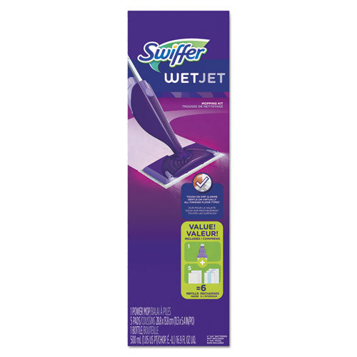 Swiffer® Wetjet Mop, 11 X 5 White Cloth Head, 46" Purple-silver Aluminum-plastic Handle, 2-carton freeshipping - TVN Wholesale