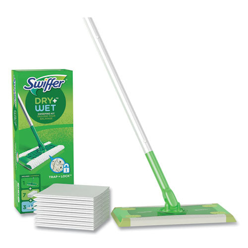 Swiffer® Sweeper Mop, 10 X 4.8 White Cloth Head, 46" Green-silver Aluminum-plastic Handle, 6-carton freeshipping - TVN Wholesale
