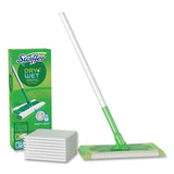 Swiffer® Sweeper Mop, 10 X 4.8 White Cloth Head, 46" Green-silver Aluminum-plastic Handle, 6-carton freeshipping - TVN Wholesale