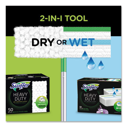 Swiffer® Sweeper Mop, 10 X 4.8 White Cloth Head, 46" Green-silver Aluminum-plastic Handle, 6-carton freeshipping - TVN Wholesale